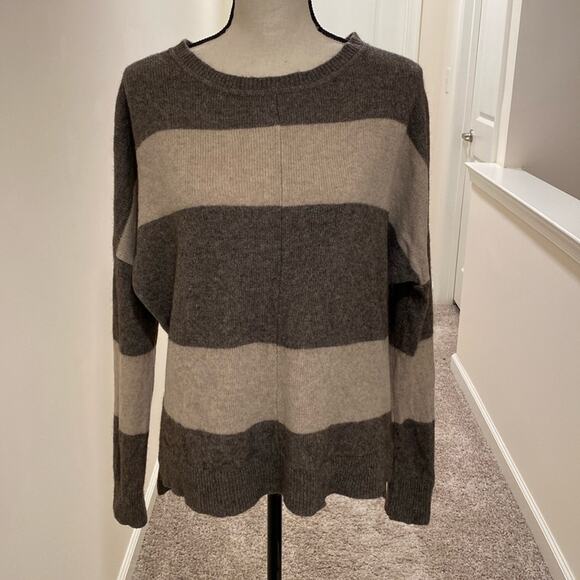 Vince Striped Wool Sweater Brown and Tan, Size Small - Picture 1 of 11